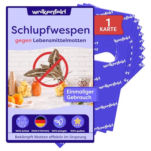 Wolkenfeld Schlupfwespen gegen Lebensmittelmotten – 4 Karten mit 1 Lieferung – Effektive & Chemiefreie Mottenbekämpfung – Natürliche Alternative zu Mottenfallen, Sprays & Pheromonfallen