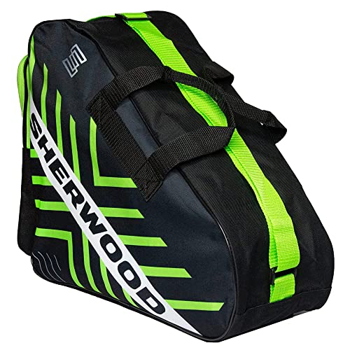 Sherwood Schlittschuhtasche, Inliner-Tasche für Erwachsene und Kinder, Eishockey-Bag, ideal für Rollschuhe und Eislaufschuhe (Greenline)