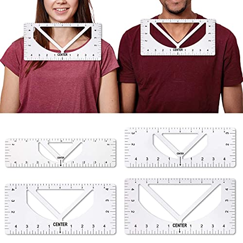 Tiardey T-Shirt Ausrichtungslineal, Bastellineal mit Führungswerkzeug für das Design des Modezentrums, erwachsenes jugendliches Kleinkind (Rundhalsausschnitt und V-Ausschnitt)