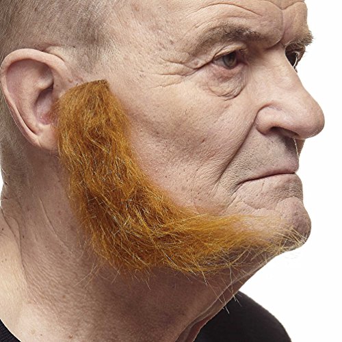 Mustaches Selbstklebender L Shaped Sideburns Gefälschte Hammelkoteletts, Neuheit, Falsche Gesichtsbehaarung, Kostümzubehör für Erwachsene, Ingwer Farbe