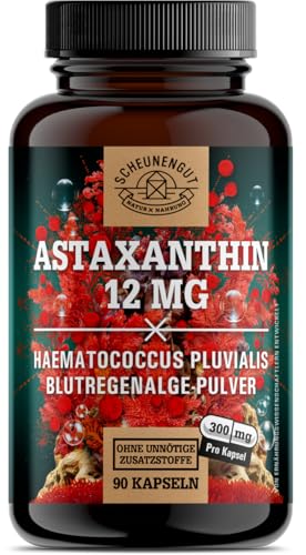 Astaxanthin 12mg -WICHTIG: Oxidationsfrei durch veresterte Struktur -Direktbezug aus Frankreich (keine China Ware)- Zertifiziertes Astaxanthin hochdosiert -DE- SCHEUNENGUT®