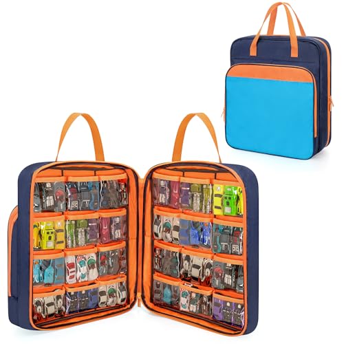 CURMIO Spielzeugauto Aufbewahrung Tasche Kompatibel mit Hot Wheels (bis zu 99 Stück), Tragetasche für 1:64 Maßstab Spielzeugautos, Matchbox Autos, Mini-Spielzeuge (Nur Tasche)