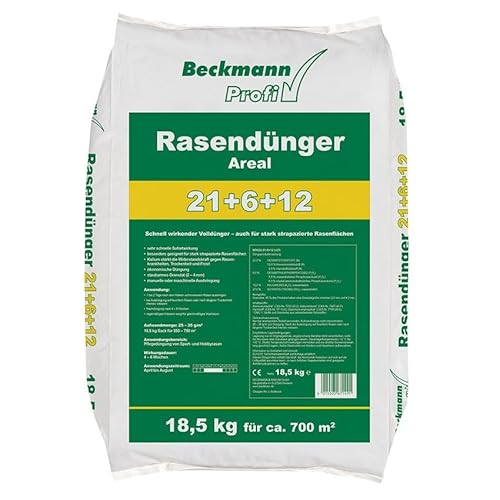 Beckmann 18,5 kg Areal Rasendünger 21+6+12 | Dünger Volldünger Ideal für Frühjahr und Sommer | für sattes kräftiges Grün