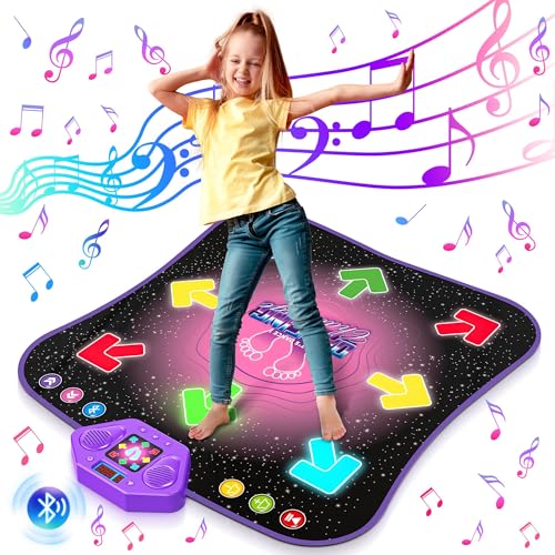 Hot Bee Tanzmatte für Kinder ab 6-8 Jahre Geschenke für Mädchen Tanzmatte mit Bluetooth Beleuchtete Musikmatte Spielzeug Kinder für Alter 3 4 5 7 9 Kinderspielzeug Jungen Geschenkideen Geburtstag
