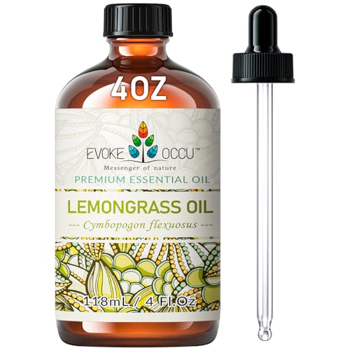 EVOKE OCCU Zitronengras ätherisches Öl 118ml, reines Zitronengrasöl für Diffusor Haut Massage Kerze Seife machen- 4 FL Oz