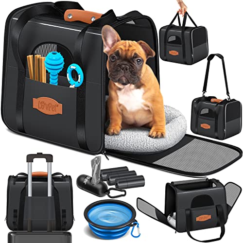 Lovpet® Hundebox Hundetasche Transportbox 2in1 Hunde & Katzentasche Hundetransportbox inkl. Pet-Kissen + 3X Beutelrollen + Napf 44x31 x 36 m Transporttasche für Haustiere, Haustiertransportbox