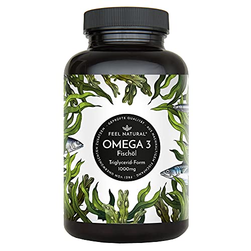 Omega 3 Kapseln hochdosiert - Jahresvorrat 365 Stück - Nur 1 Kapsel täglich - Essentielle Omega 3 Fettsäuren EPA & DHA - Fischöl Kapseln aus nachhaltigem Fischfang, ohne unnötige Zusätze