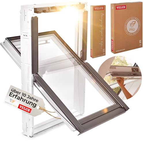 VELUX Kunststoff Dachfenster "Energie Technology" mit 3-fach Verglasung inkl. Eindeckrahmen und gratis Rollo (78 x 98 (MK04))