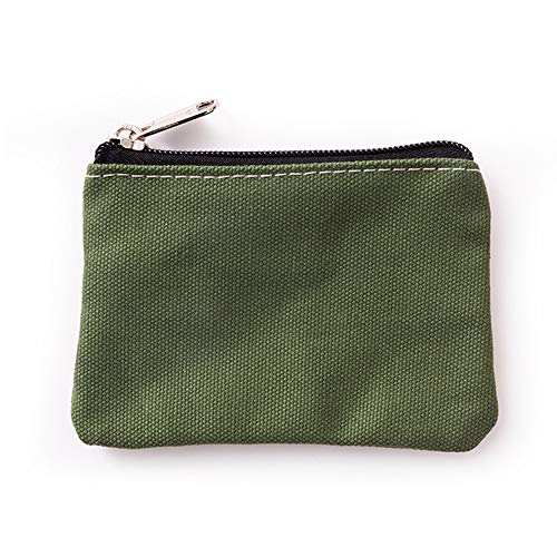 Hibate Canvas Schlüsseletui Schlüsseltasche Schlüsselmäppchen Klein für Herren Damen (Oliv)