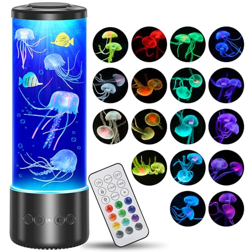 Radikor Quallen lampe mit 17 Farben und Fernbedienung, Jellyfish Lamp mit 4 Lichtmodi, LED Quallen Aquarium Lampe für Kinder Erwachsene, Quallen Lavalampe Stimmungslicht für Entspannung Wohndekoration
