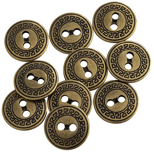 AERZETIX - C65518 - Satz von 10 Knöpfe zum nähen metallischen Ø15 mm mit 2 löchern - öffnung 2.4 mm - farbe antik gold - kurzwaren nähen kleidung handwerk jeans