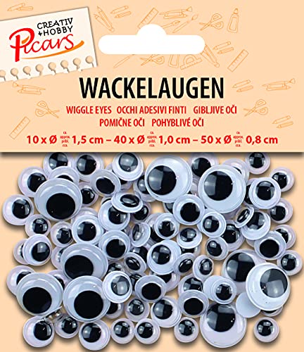Picars 51007 Wackelaugen, Kulleraugen, schwarz weiß, rund verschiedene Größen