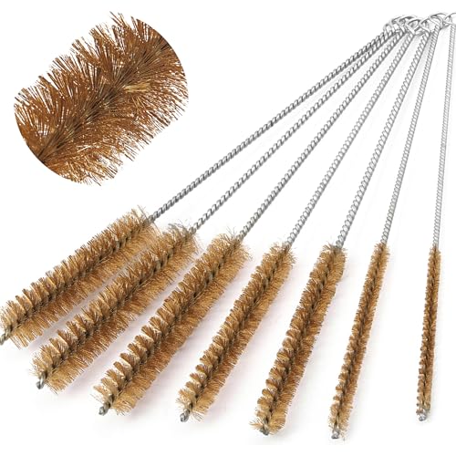 7 Stück Messingrohrreinigungsbürste, Messing Zylinderbürste, Sauber Bohrlochbürste,für Reagenzgläser Reinigen,Strohhalm Bürste kleine Zwischenräume,6mm/8mm/10mm/12mm/15mm/20mm/22mm
