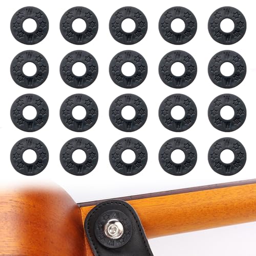 SYEYCW 20 Stück Schwarz Gitarrengurtschlösser, Weiche Gummi Gitarren Gurt Blöcke Schlösser, Gitarren Schutz Zubehör, für Akustikgitarre, E-Gitarre, Bass, Ukulele