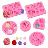 6 Stücke 3D Blume Silikon Seifen Form, Rose Blume Fondant Form Blume Blühen Rose Form Silikon Form Harz Rose Kerzen Form für Kuchen Dekoration Schokolade Handgemachte Süßigkeit Herstellung