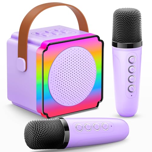 Gontence Karaoke Maschine mit 2 Mikrofonen, Geschenk Spielzeug für 3-18 Jahre Mädchen Jungen, Karaoke Maschine Kinder mit Mikrofon, Geburtstag Geschenk für Kinder ab 3 Jahre