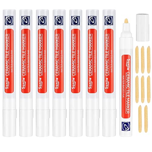 Fugenstift Weiß, 8 Stück Fugenweiß Stift für Fliesen im Badezimmer, Fugen Reparatur Stift mit Ersatzspitze, Reparaturstift für Fliesen Wand Bodenfliesenfuge Boden Küchen und Badezimmern