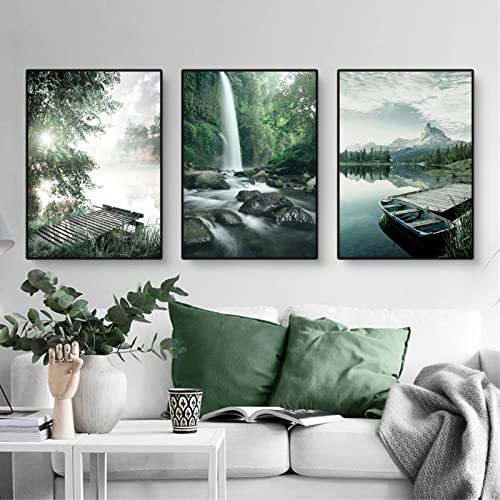 Martin Kench 3-teiliges Premium Poster Set Aesthetic See Wald Blume Bilder Moderne Wandbilder, Wohnzimmer Schlafzimmer Wanddeko Art ohne Rahmen (C,40x50cm)
