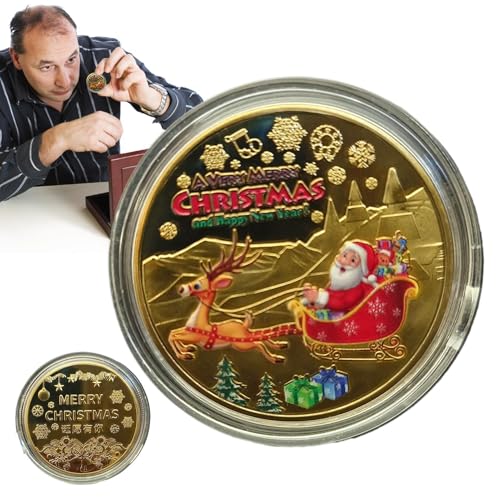 Derwrtup Weihnachtsmann-Münze, Weihnachtsmünze - Heiligabend-Münze | Festliches Weihnachts-Rentier-Abzeichen, exquisite Weihnachtsmann-Münze zum Sammeln für Kinder, frohes neues Jahr