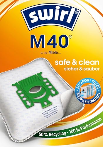 M 40® EcoPor® Staubsaugerbeutel, 10 Beutel, Weiß, Orange