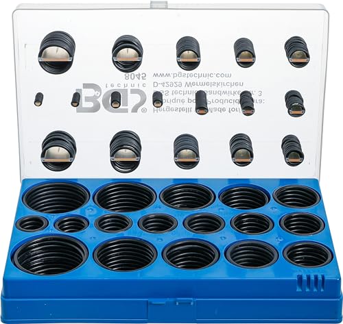BGS 8045 | O-Ring-Sortiment | 419-tlg. | Ø 3 - 50 mm | säure-, benzin-, hitze und ölbeständig | aus NBR gefertigt | im Koffer
