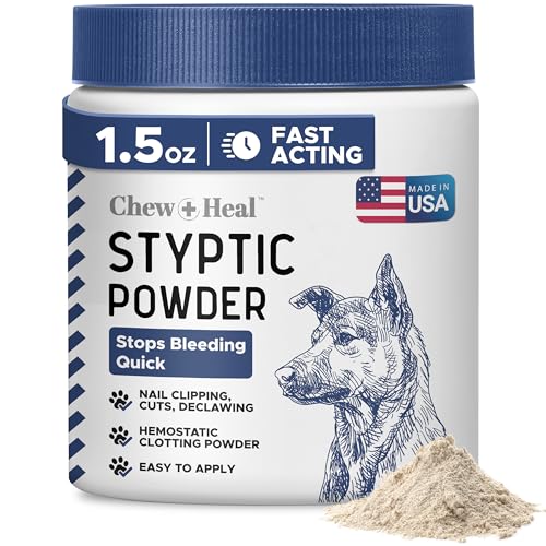 Chew + Heal Labs Styptic Pulver für Hunde, Katzen und andere Tiere – 42,5 g – schnelles Stoppen von Blutungen zum Schneiden von Nägeln und anderen feinen Schnitten – Bluthaltungspulver