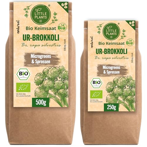 Little Plants Bio UR-Brokkoli Sprossen Samen [250g] - UR-Brokkoli-Samen mit über 95% Keimfähigkeit - UR-Brokkolisprossen & Microgreens zum Keimen (inkl. Ebook)