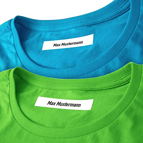TippTopShop Wäscheetiketten (50) mit Namen zum Einbügeln Bügeletiketten Wäscheschilder Namensschilder Bügeln Beschriftung Wäsche 50 Stück