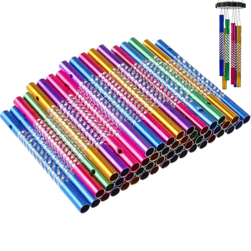 Windspiel Röhren Basteln,50 Pcs AluminiumröHren Windspiel RöHren Windspiele Windspiel Rohre Ersatz Aluminium Windspiel Rohre DIY Windspiel Teile Bunte Windspiele Kits für Haus Garten Dekor