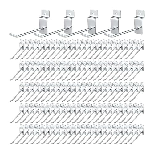 uyoyous Display Haken Lamellenwand Slatwall Hake 15 CM, 100 Stück Pegboard Slatwall-haken Werkzeugwand Wandhaken Panel Wandhalter Aufhänger Lamellenwände Metall Hook für Laden, Garage Retail Store