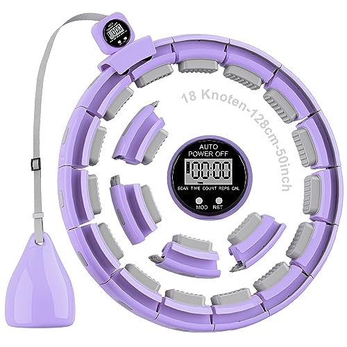 Sonkoloro Smart Hoop Reifen Erwachsene und Anfänger, Hullahub Reifen zum Abnehmen，Smart Hoop Leise Fitness Hoop mit Gewicht, Zähler und Noppen (Violett)