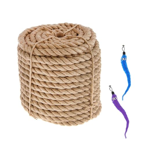 Sisalseil für Kratzbaum 6mm x 10m, Sisalseil, Kratzbaum Seil, Kratzbaum Schnur mit 2 Stück Katzenspielzeug, Vollautomatischer Katzenhänseball
