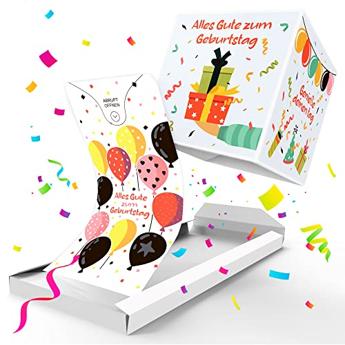 Notta&Belle FEEL LOVE EVERY MINUTE «BOOM!» Geburtskarte, Explodierende Karte mit Konfetti (Alles Gute zum Geburtstag), Überraschung für Mann, Frau, Kollegen, Familie, Kinder