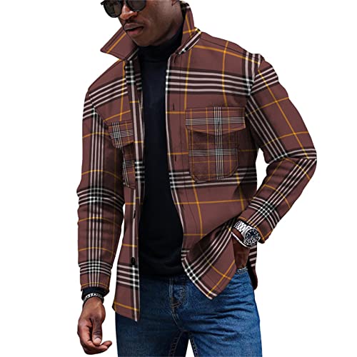KONG JIMFAN Herren Winterjacke Herrenstrickjacke Hemd Mann Herren Jacke Jeansjacke Motorrad Regenbekleidung Herren Jacken Thermojacke Herren Businesshemden Herren Schmuddelwetter Jacken(Kaffee,3XL)