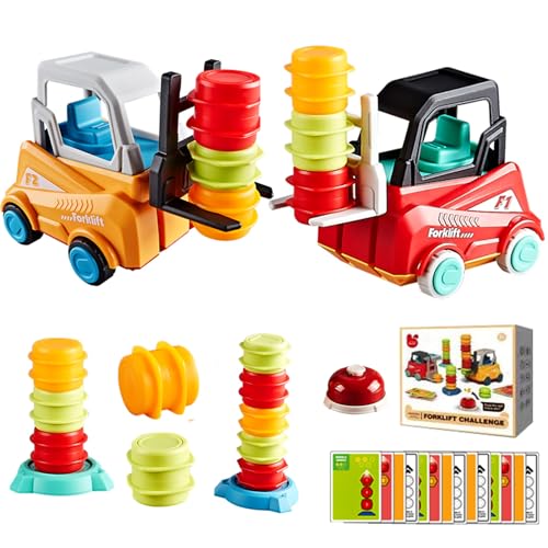 Recitem Engineer Forklift Transport Feuerwache,Spielset mit manuellem Aufzug,Kinder Engineering Truck Gabelstapler Spielzeug geeignet für Kinder ab 3 Jahren,Anzug Bildung Stapeln Spielzeug.