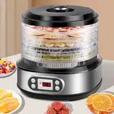 DeeprBling Dörrautomat Edelstahl mit 5 Tabletts, 450W Lebensmittel Dörrgerät mit Temperaturregler 35-70°C und 72H-Timer, LED-Display, Obst Trockner Gerät, Einstellbare Höhe Dehydrator Food, BPA Frei
