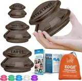LURE Essentials Edge Schröpftherapie Set - Schröpfset für Massagetherapie - Silikon Schröpfset - Massagebecher für Schröpftherapie (4er Set, Onyx)