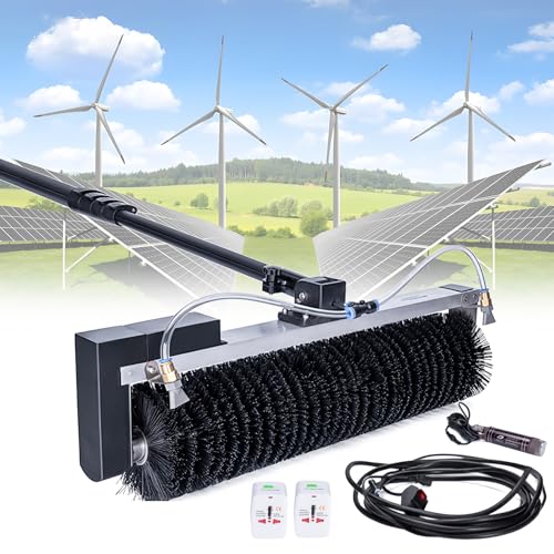 SAIYERUS Teleskopstange PV-Panel-Schuhreinigungsmaschine, Professionelle elektrische Solarreinigung Geräte, Solarreinigungsroboter, Wasserbürsten-Reinigungswerkzeug für Außenfensterglas,3.5M/11Ft