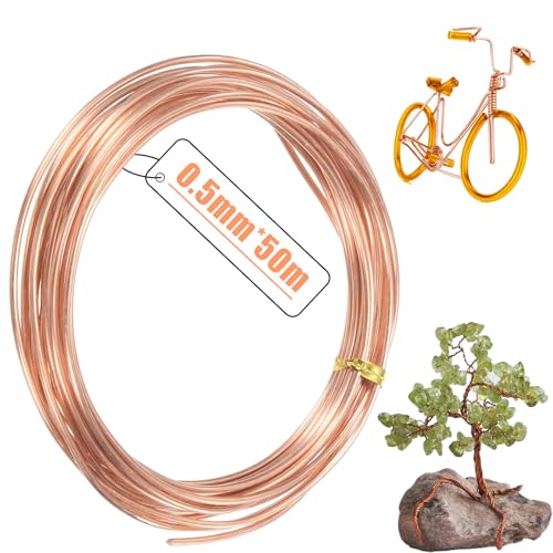 ARTGUTS 50 Meter Reiner Kupferdraht, Bloßer Kupferkabel Kabel, T2 Blanker Kupferdraht, DIY Reines Kupferdraht, für Elektrokultur Gartenarbeit Schweißen Elektrotechnik(0.5mm*50m)