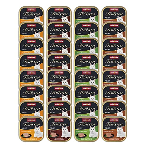 animonda Vom Feinsten Adult Vielfalt (32 x 100 g), Nassfutter für ausgewachsene Katzen, Katzenfutter ohne Getreide und Zucker, mit 100 % frischen, fleischlichen Zutaten