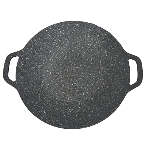 Atyhao Koreanische Grillplatte, Innengrills & Raclettes Elektrische Küchengerte für Grillpartys, Koreanische Grillpfanne mit Doppelgriff (34cm)