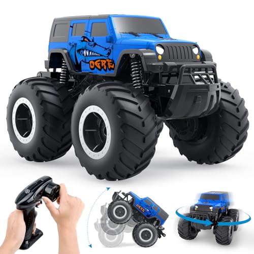 Gindoly 2,4 GHz Ferngesteuertes Spielzeugauto Monstertruck, 4WD 15+ km/h Hobby Offroad RC Auto, Wasserdicht Geländewagen Auto mit 2 Batterien, Spielzeug für Kinder ab 6 7 8 9 10 11 12 Jahre-Haie