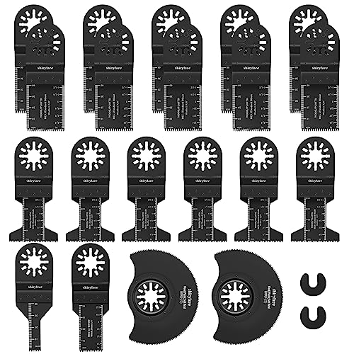 Multitool Sägeblätter 20 tlg Kit, Oszillierwerkzeug Zubehör Oszillierendes Sägeblatt Set, Holz Kunststoff Metall Multifunktionswerkzeug für Fein Multimaster, Black&Decker, Ryobi, Milwaukee,Worx