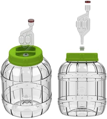 lilawelt24 2X 3L Gärbehälter aus Kunstoff Gärbehälter mit Gäraufsatz, für Wein, Bier, Maische Weck, Weinballon Gärballon Flasche Milchsäuregärung
