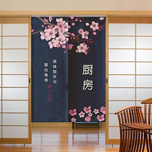 MYRU Japanischer Küchentürvorhang Restaurant Dekoration Vorhang Japanische Noren für Nudelladen 33 by 59 Inch Kitchen-Sakura
