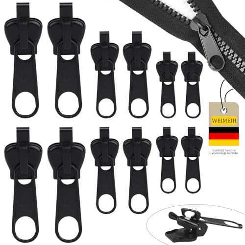 Reisverschluss-reparaturset, WEIMEIH 12 Stück Fix-reißverschluss Zipper, Reisverschluss-zipper Ersatz, Universal Reißverschluss Reparatur Set für Kleidung, Rucksack, Gepäck, Schlafsack
