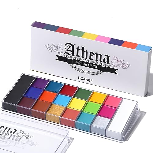 UCANBE Athena Face Paint 20 Farben für Theaterschminke - Halloween Körperfarben Hohe Farbwiedergabe - Ölige Gesichtsfarbe Bodypainting Farben für Babybauch Bemalen, Schminke Karneval, Party-Makeup