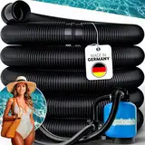poolomio® Poolschlauch 32mm / 12m Schwarz | Flexibler Solarschlauch für Poolpumpe, Poolheizung & Solarmatte | Druckstabiler 1 1/4 Zoll Pumpenschlauch UV-Beständig | Saugschlauch Made in Germany