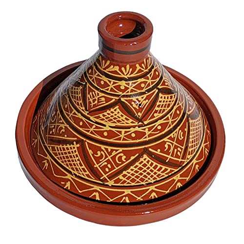 Casa Moro Marokkanische Tajine Agadir Ø 34 cm glasiert | Kochen für bis zu 6 Personen | Premium-Qualität | Gartopf Tontopf aus Marrakesch | MT7071