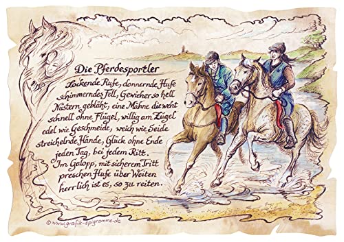 Die Staffelei Geschenk Pferdesportler/Witziges Gedicht mit liebevoller Zeichnung auf hochwertigem Papier/besondere Geschenkidee für den Pferdesportler (A4 (29,7cm x 21cm))